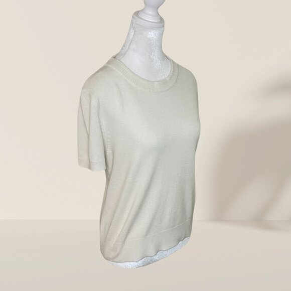 Sag Harbor Petite Cream Short Sleeve Sweater - Size PM - Picture 4 of 5